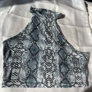 Snakeskin Halter Crop Top Size Small